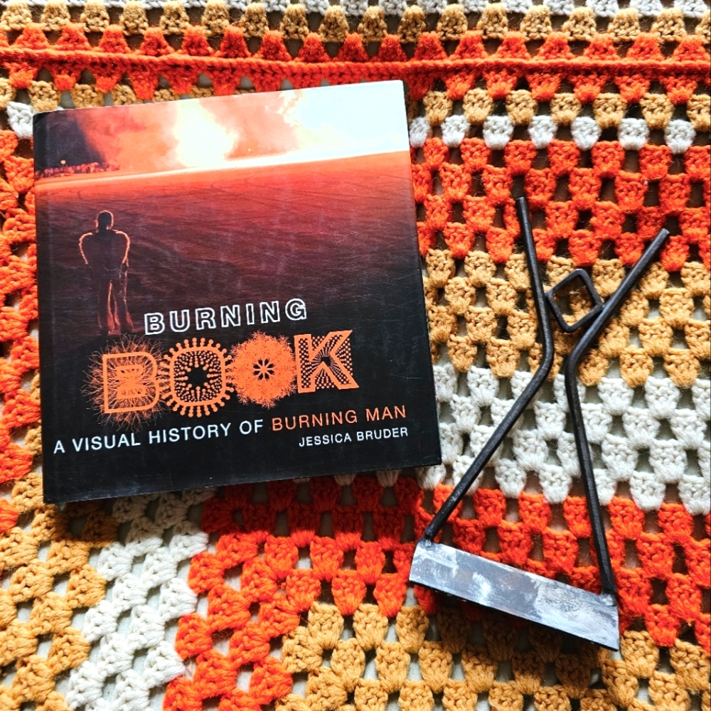 Burning Man metal art sculpture and coffee table book bundle